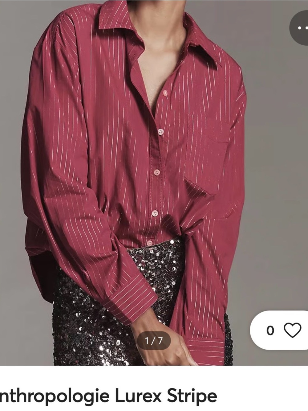 Maeve Burgundy Lurex Stripe Button-Down Shirt